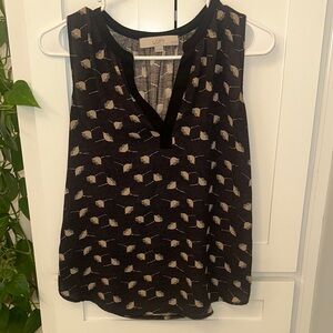 LOFT Black and Cream Patterned Blouse XSP